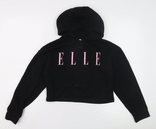 Elle Girls Black Hoodie Long Sleeve Casual Size 10-11