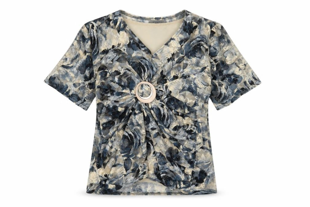 Womens UK Size 18 BASSINI Multicoloured Polyester Blend T-Shirt
