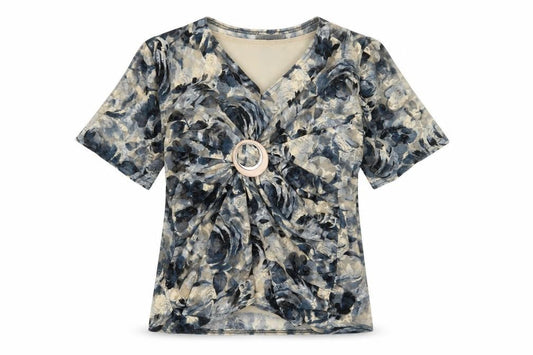 Womens UK Size 18 BASSINI Multicoloured Polyester Blend T-Shirt