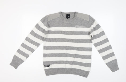 Jack & Jones Men's Grey Stripe Pullover in Size L