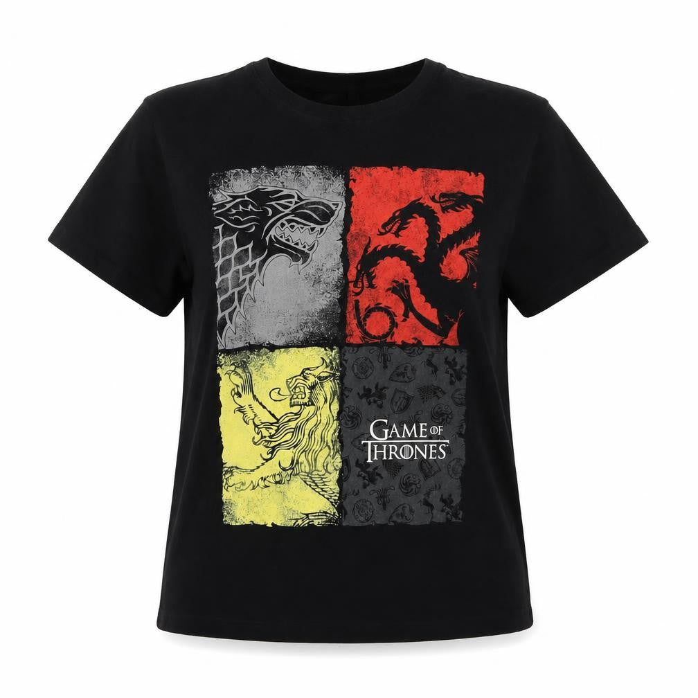 Unisex Adultss UK Size S Game Of Thrones Black Cotton T-Shirt