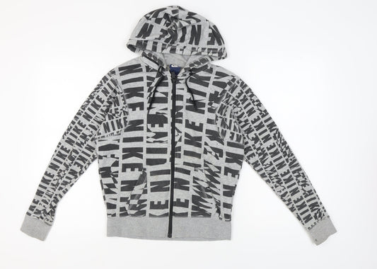 Nike Grey Logo Hoodie XS, Unisex Full Zip Sportswear