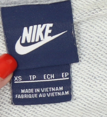 Nike Grey Logo Hoodie XS, Unisex Full Zip Sportswear