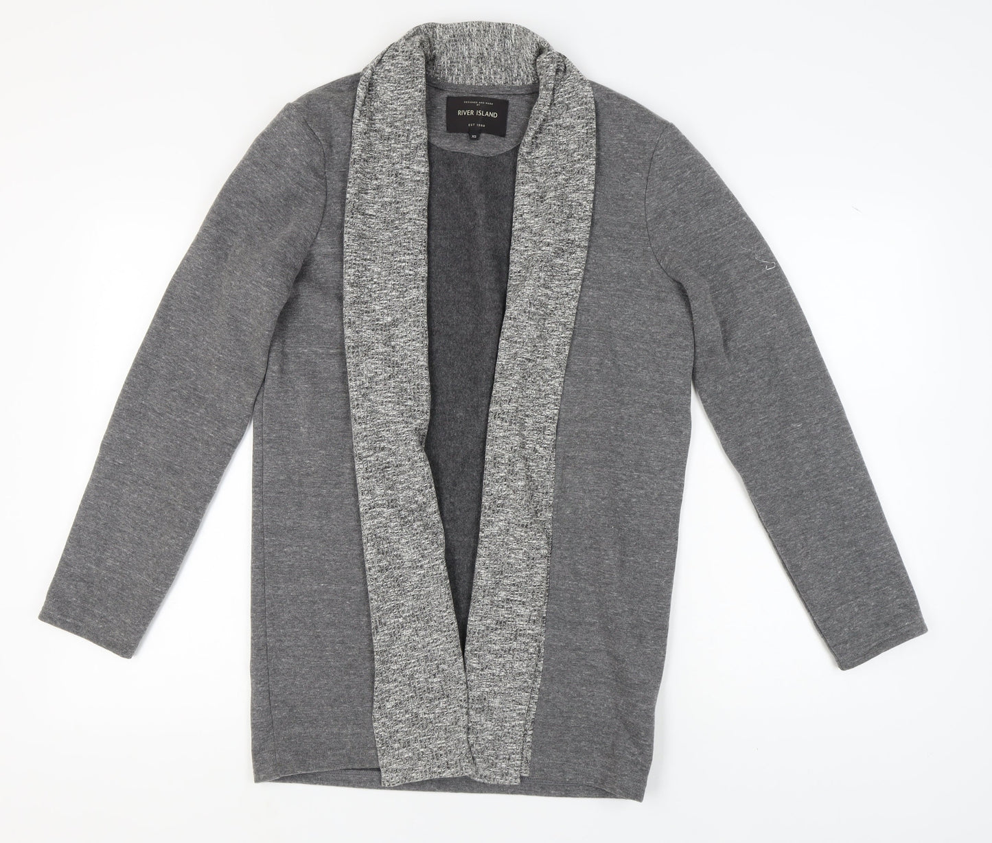 River Island Women's Grey Open Front Cardigan XS Long Sleeve