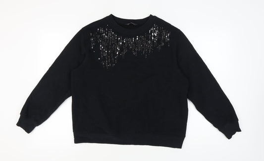 Marks and Spencer Women's Black Sequin Sweatshirt Size 14