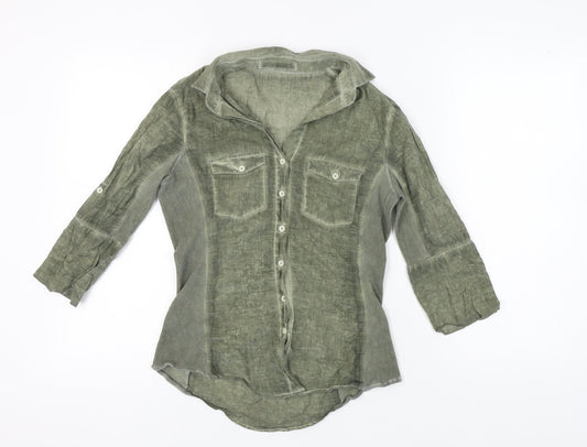 Pologarage Green Button-Up Shirt Women Size 4