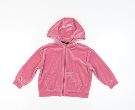 Very Girls Pink Velour Full Zip Hoodie, Size 3 Years