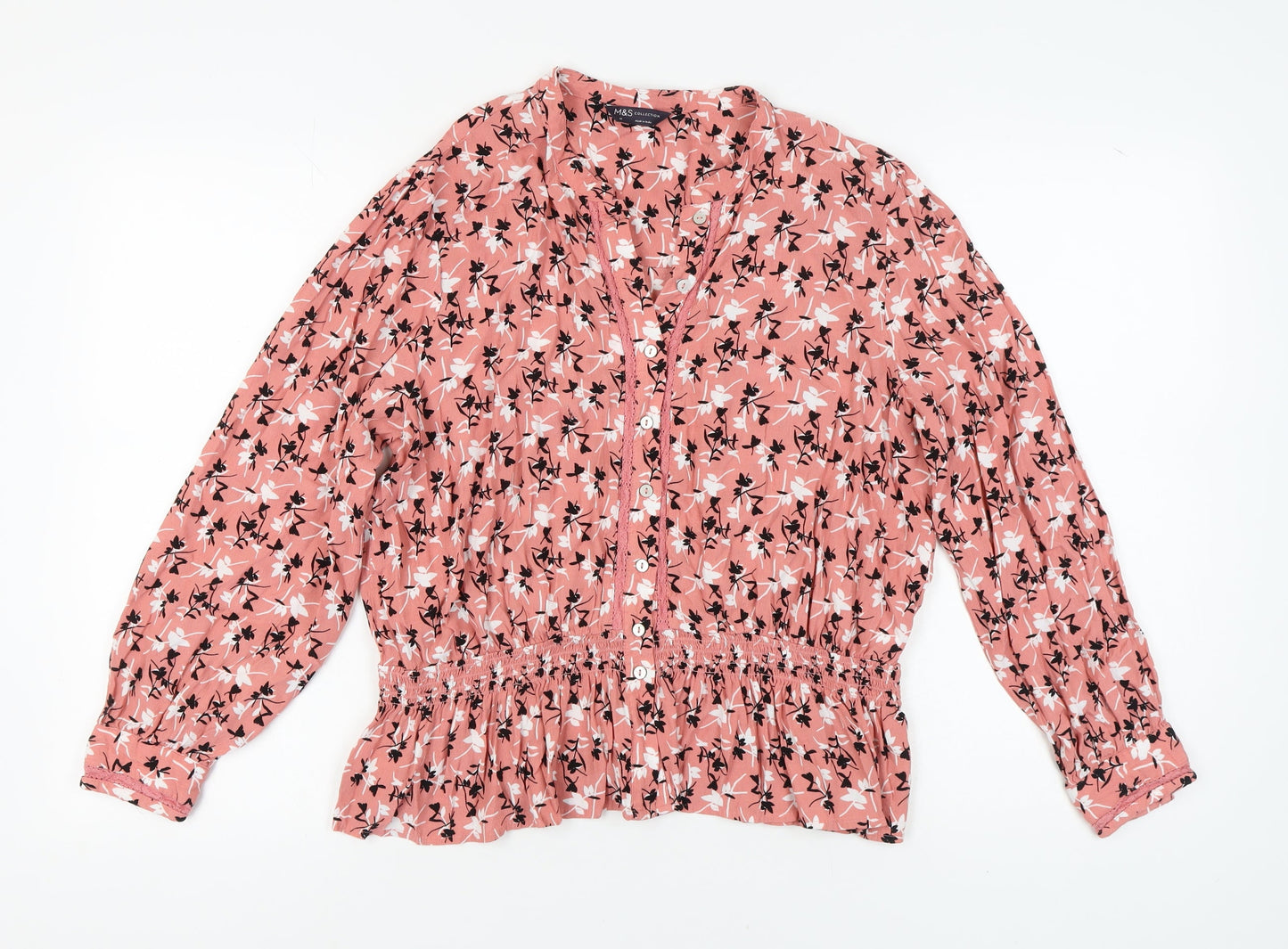 Marks and Spencer Women's Pink Floral Blouse Size 18