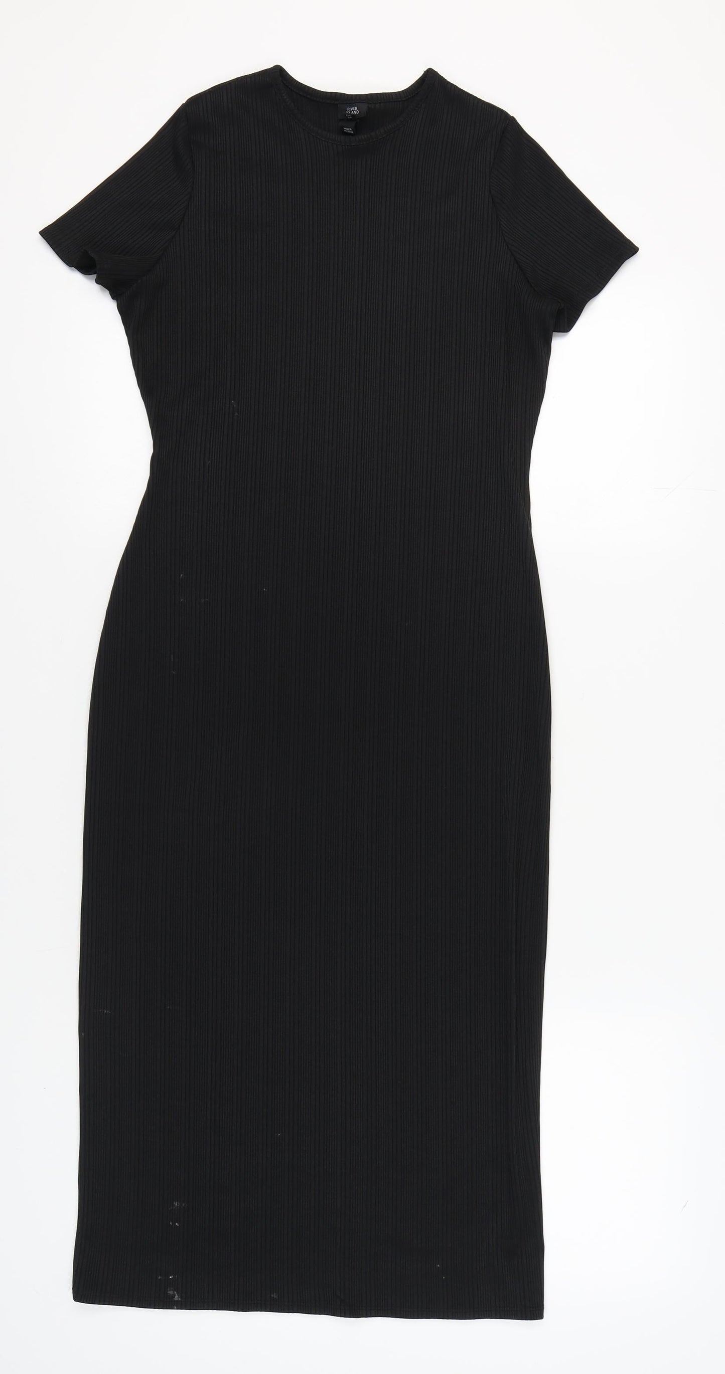 River Island Women's Black Bodycon Midi Dress, Size 12