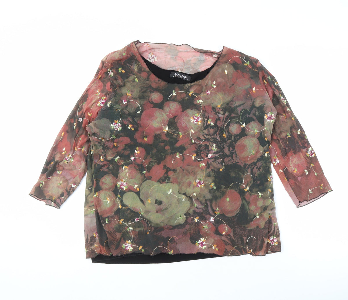 Additional front view of Alexara Women's Multicoloured Floral Blouse, XL, Embroidered