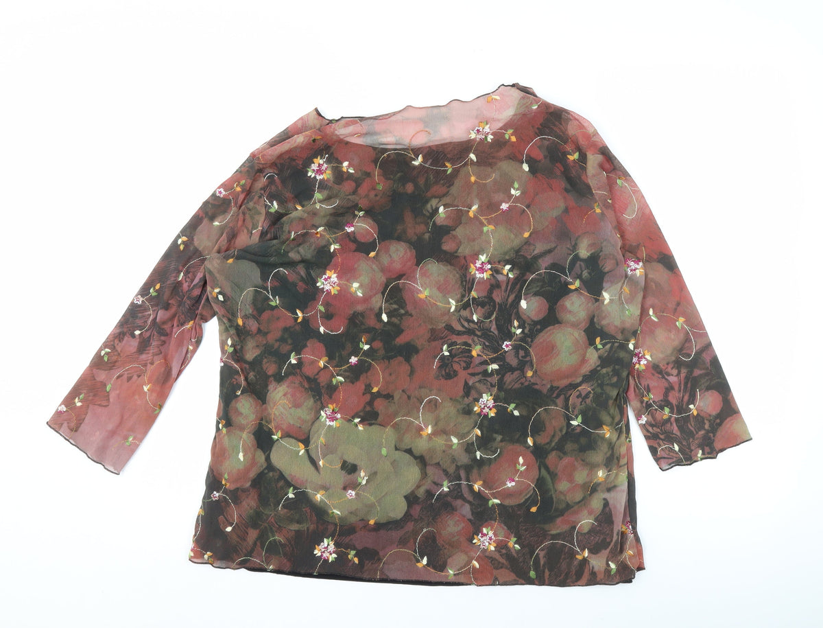 Back view of Alexara Women's Multicoloured Floral Blouse, XL, Embroidered