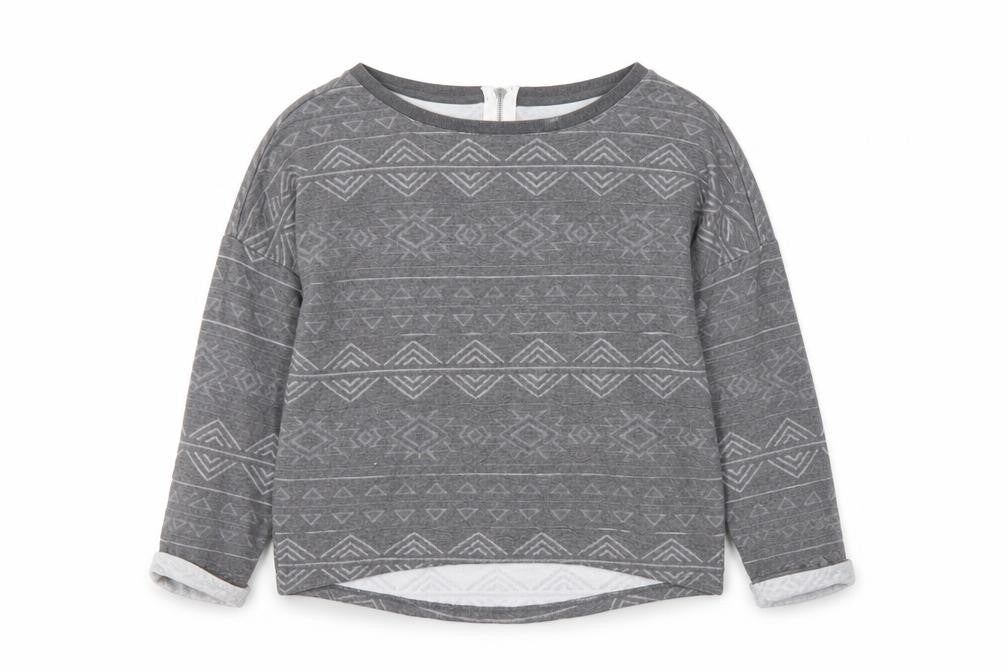 Front view of Only Women’s Grey Geometric Sweatshirt, M, Casual