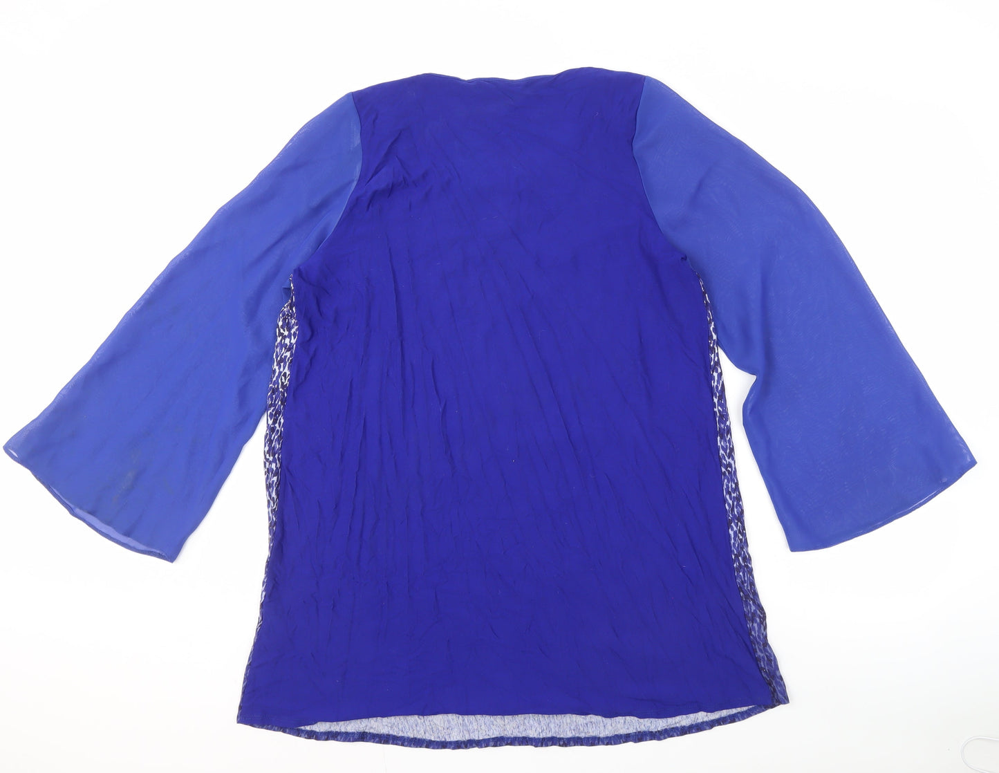 e. Women’s Blue Animal Print Long Sleeve Blouse Size 16