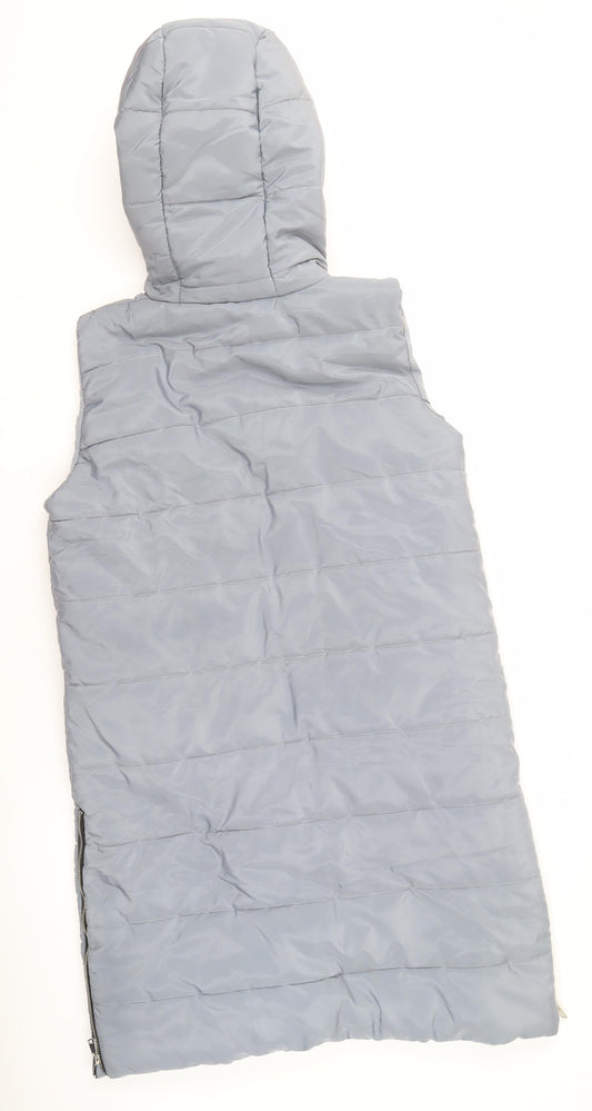 QED LDN Women's Grey M Puffer Jacket Hooded