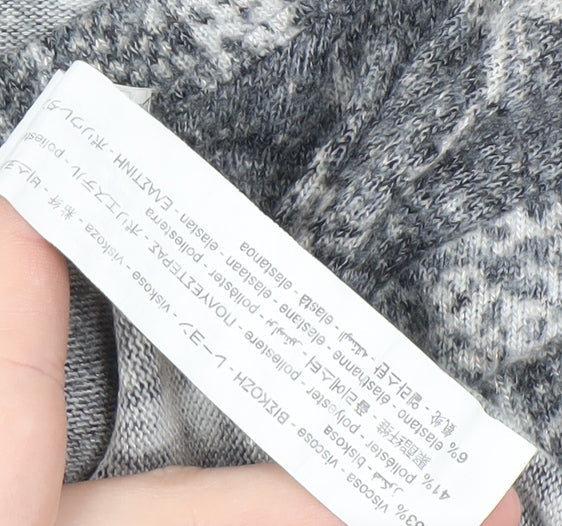 Zara Women's Grey Cropped Knit Top, Size S, Animal Print