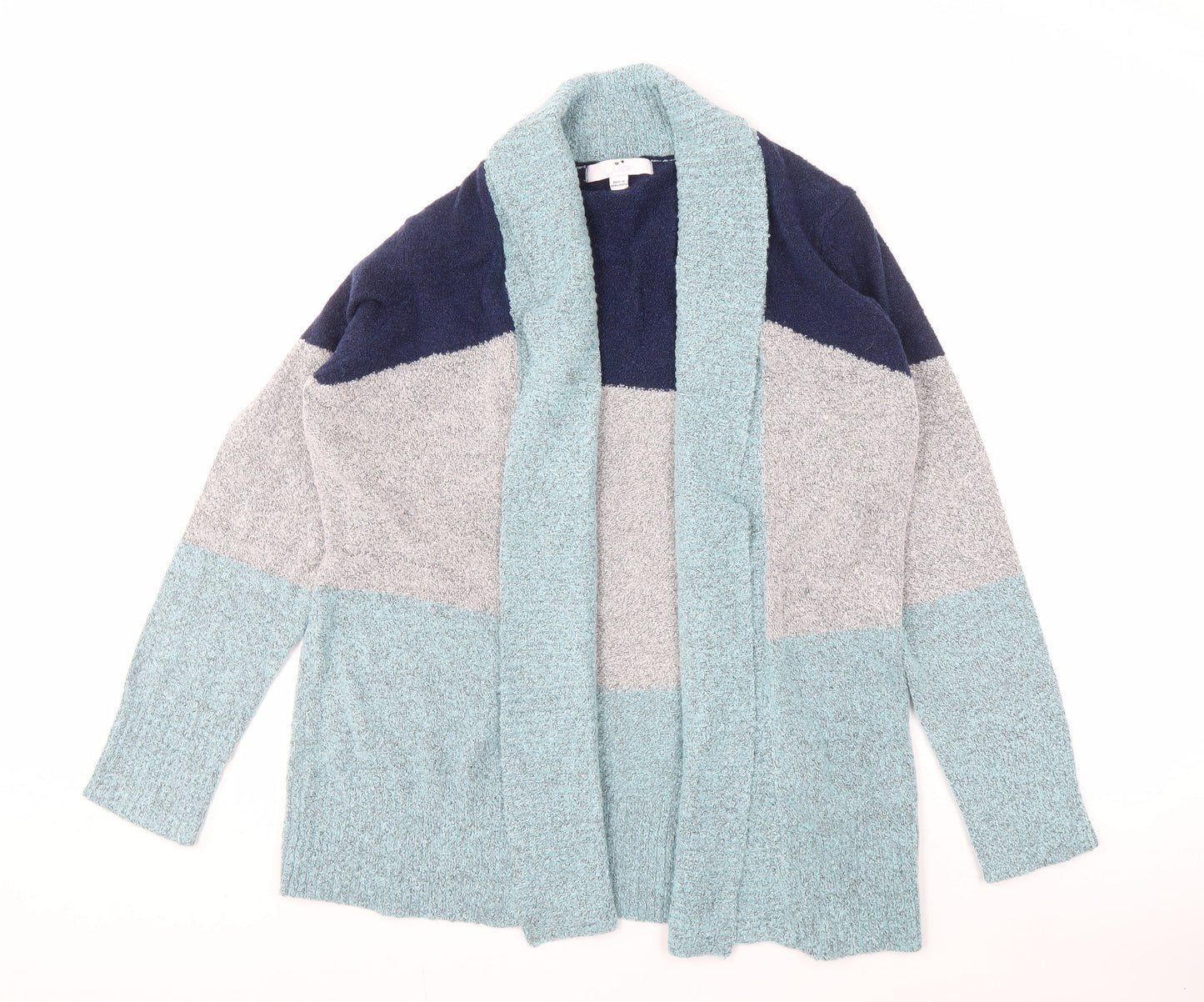 Julipa Women's Blue Grey Open Front Cardigan, Size 12/14, Casual Knit