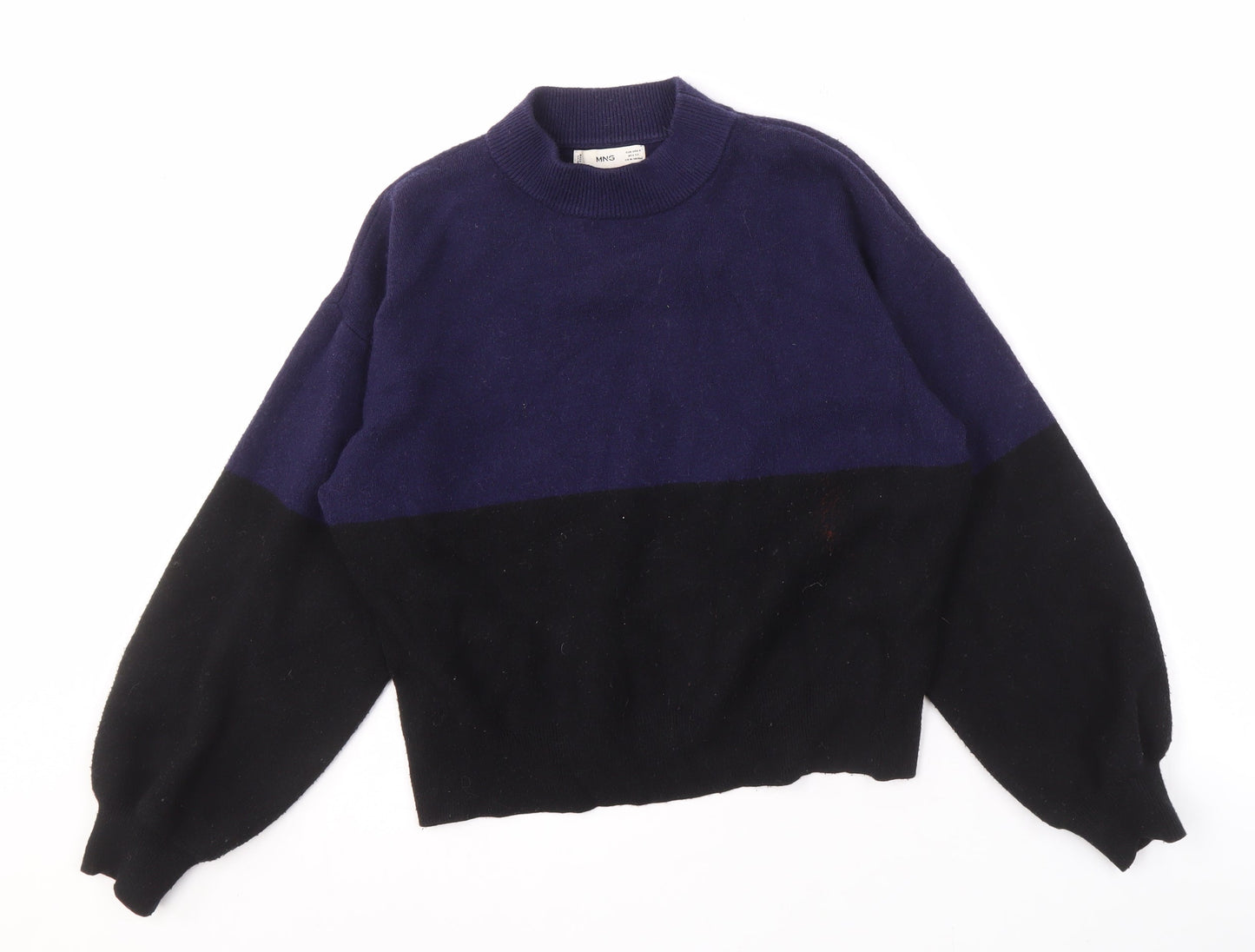 MNG Women's Black & Blue Pullover Jumper Size S