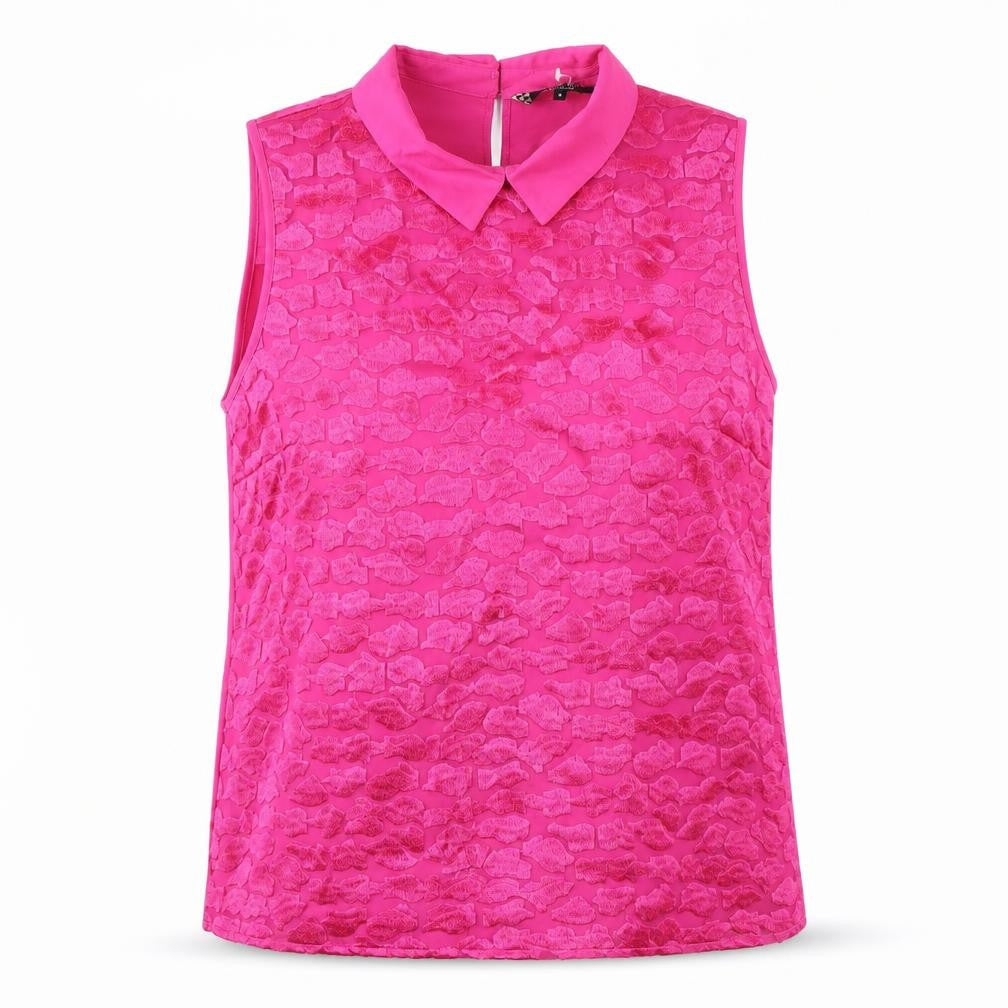 Front view of Principles Women's Pink Collared Sleeveless Blouse, size 18