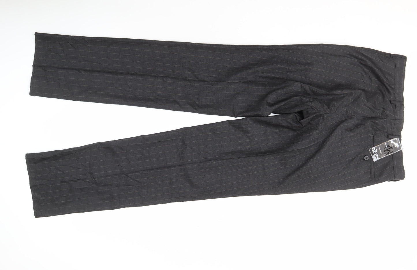 T.M. Lewin Men's Grey Striped Business Trousers 32