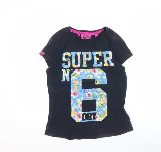 Superdry Women's Black Floral XS Vintage T-Shirt