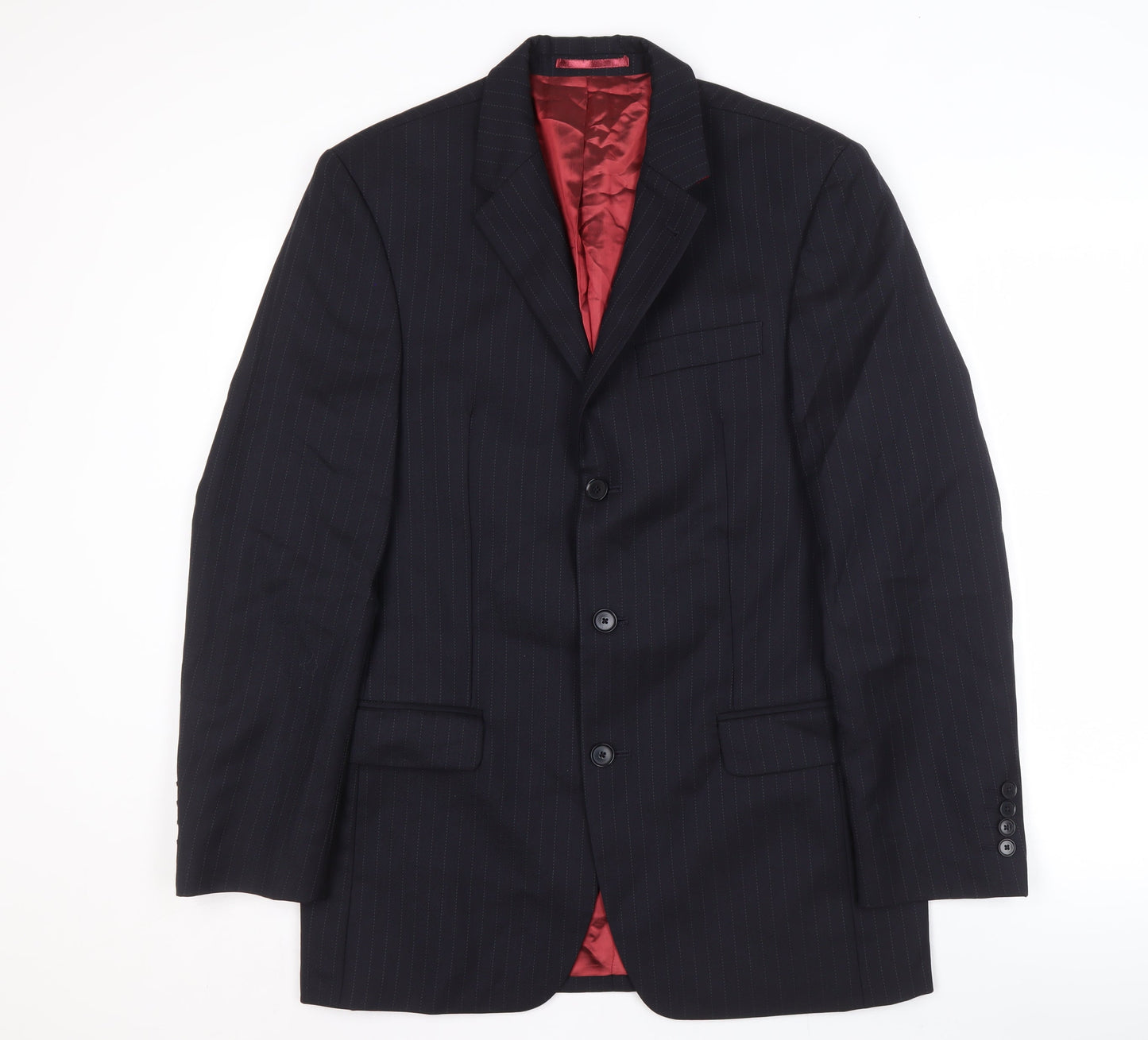 Next Men's Blue Striped Suit Jacket, Size 38, Formal Style