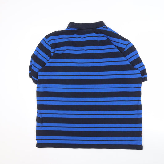 Slazenger Men's XL Blue Black Striped Polo Shirt