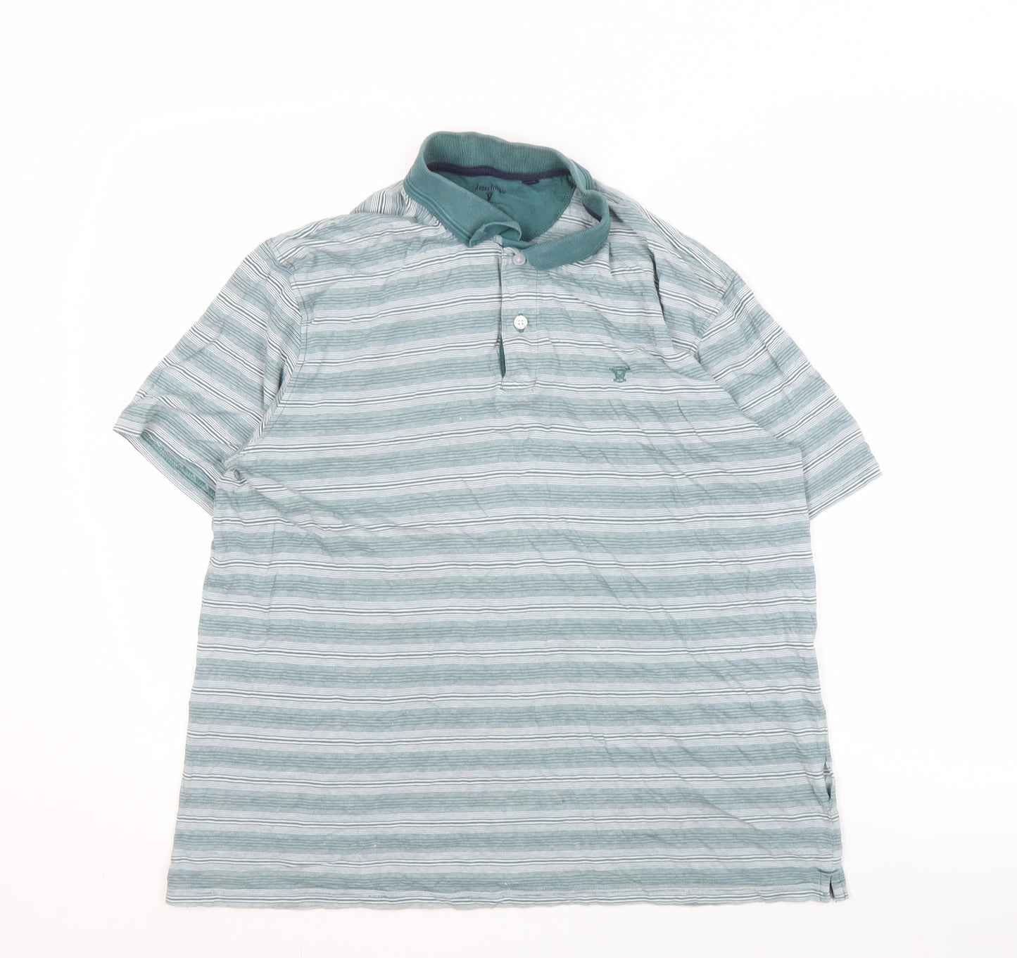 James Pringle Men's Green Striped Polo L