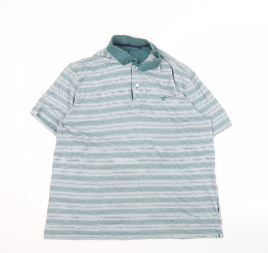 James Pringle Men's Green Striped Polo L