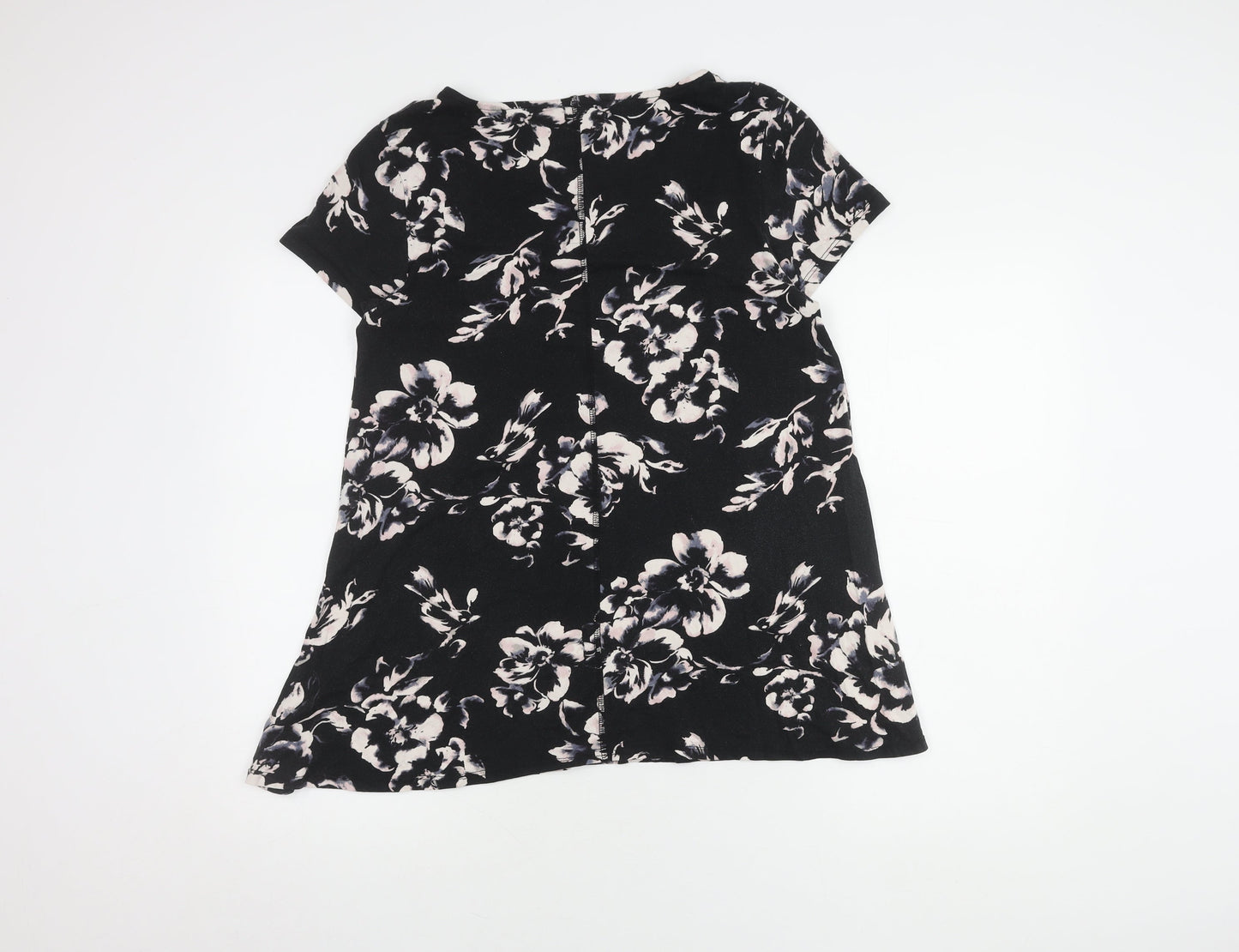 Marks and Spencer Women's Black Floral T-Shirt, Size 16