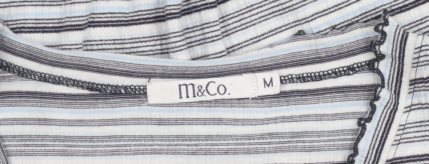 M&Co Women's Striped 3/4 Sleeve V-Neck Top M