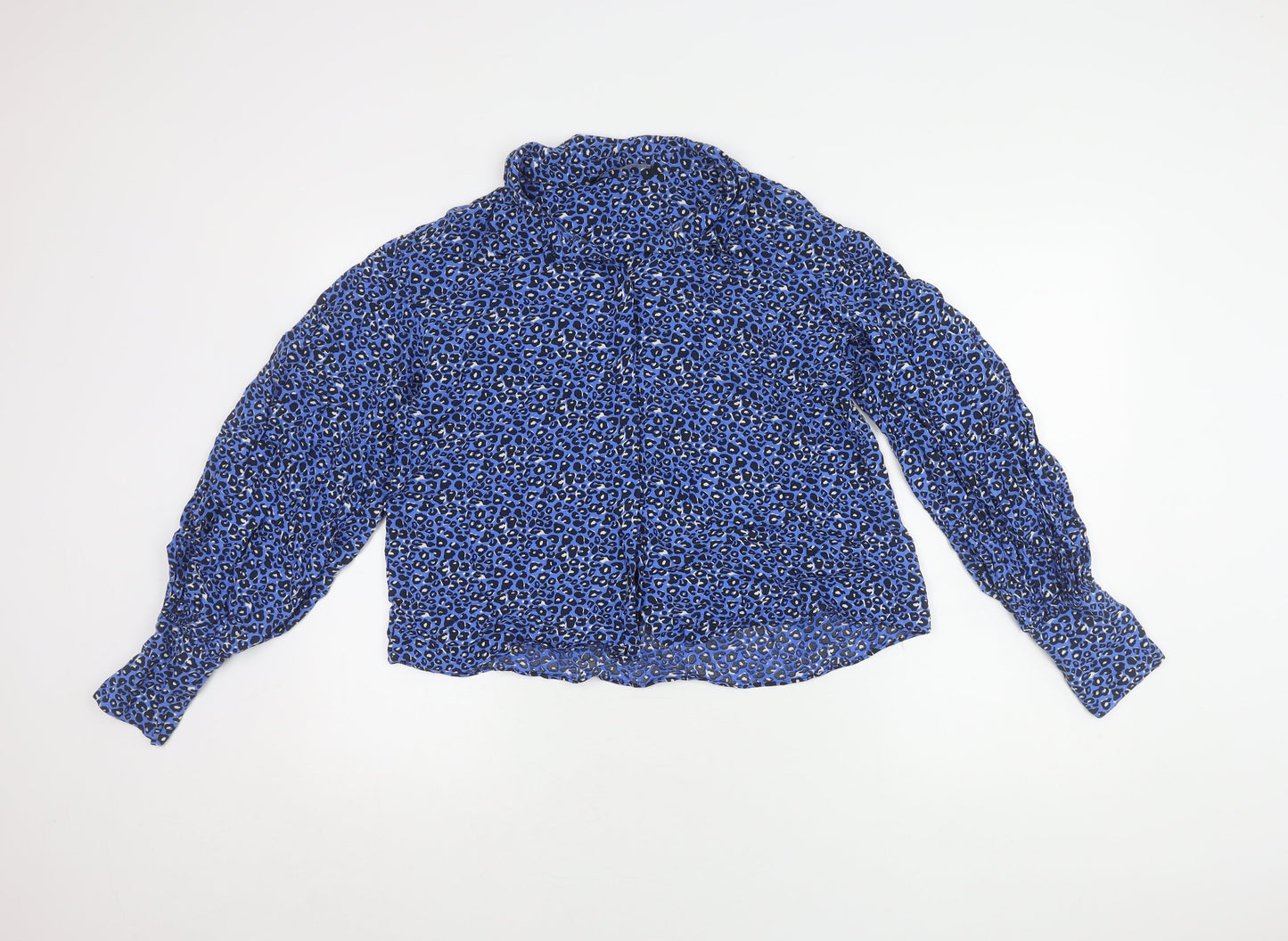 Zara Women's Blue Black Animal Print Blouse Size 12