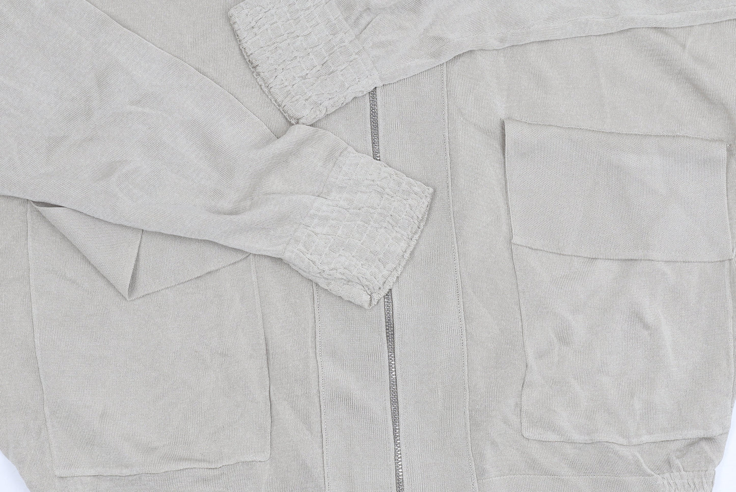 Zara Women's Beige Full Zip V-Neck Jumper, Size S
