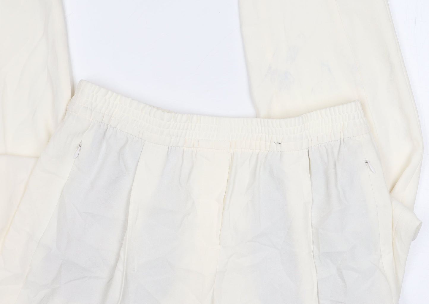 Marks and Spencer Women's Ivory Pleated Trousers Size 12