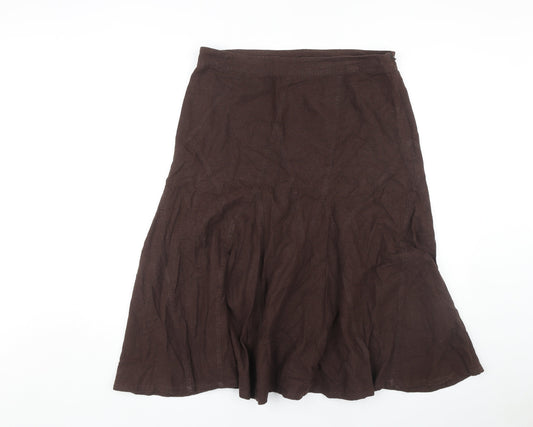 Casual Club Women's Brown Skirt, Size 14, Linen Blend