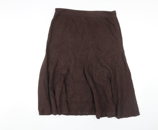 Casual Club Women's Brown Skirt, Size 14, Linen Blend