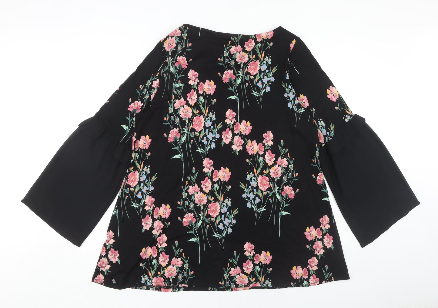 Marks and Spencer Women's Black Floral Blouse Size 18