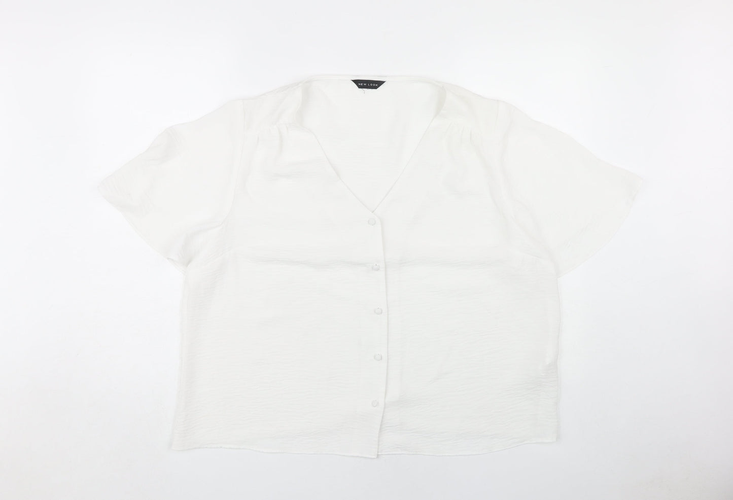New Look Women's White V-Neck Blouse - Size 18