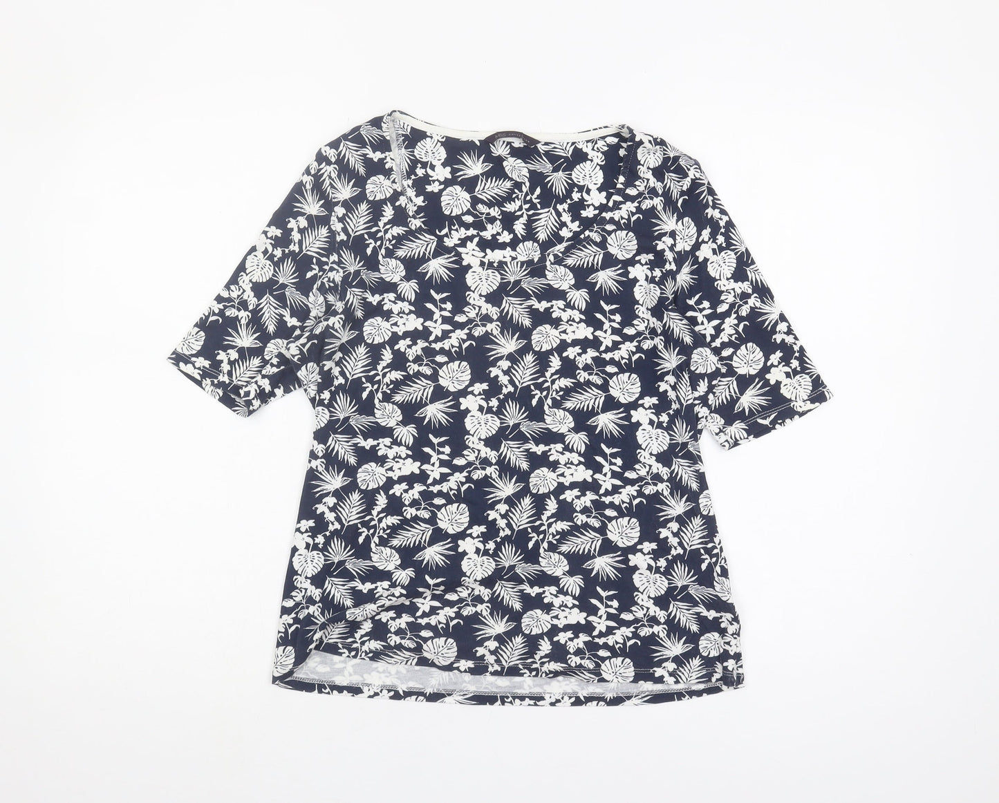 Marks and Spencer Women's Blue Floral 3/4 Sleeve Top Size 12
