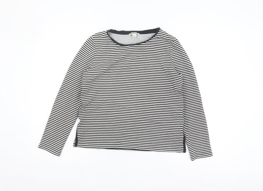 Whistles Women's Black Striped T-Shirt Size 10