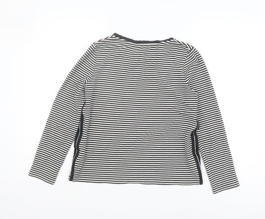 Whistles Women's Black Striped T-Shirt Size 10