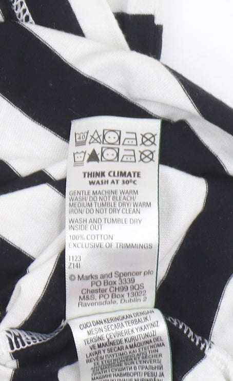 Marks and Spencer Women's Black & White Striped T-Shirt, Size 10