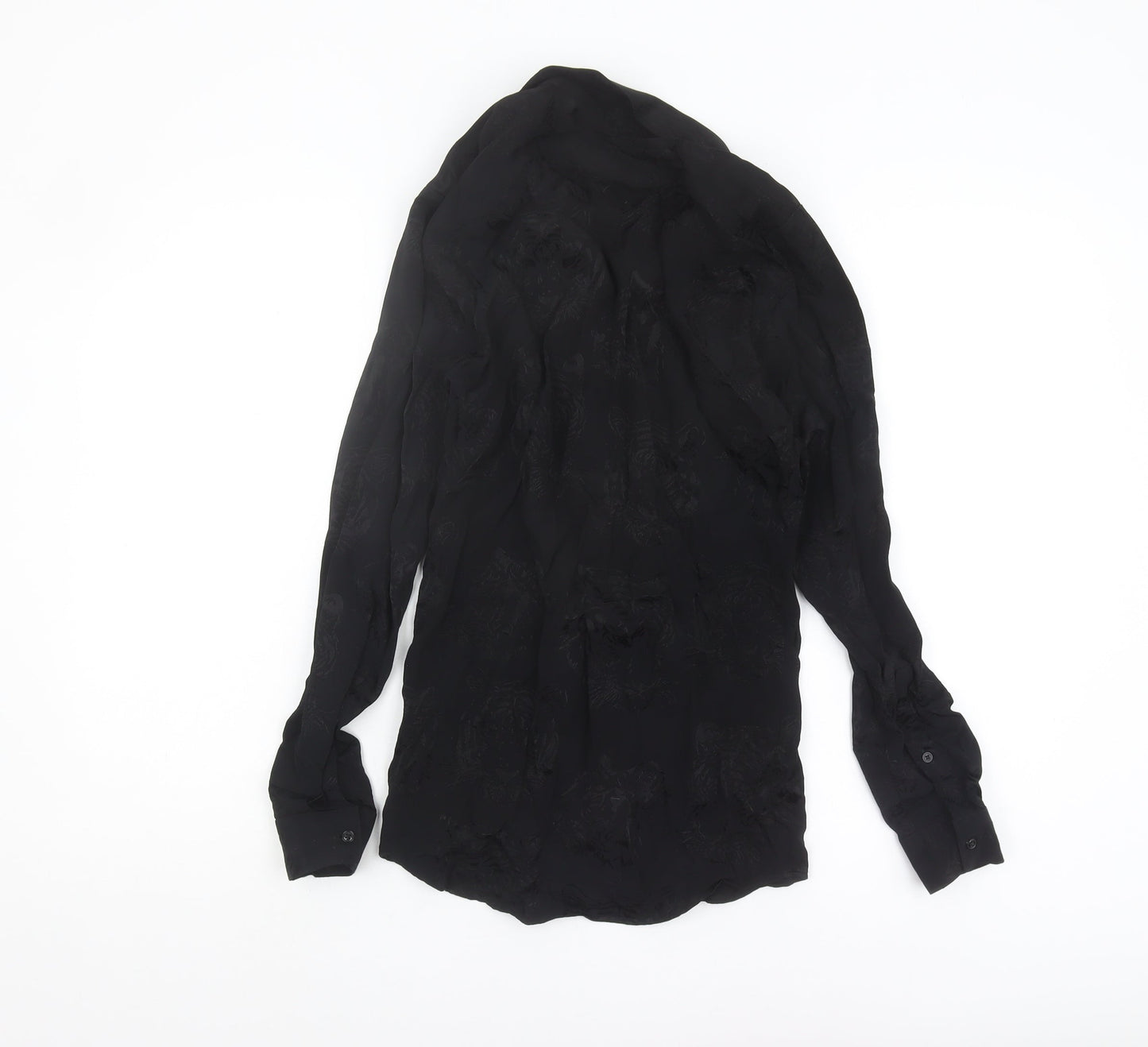 River Island Black Tigers Button-Up Shirt, 2XS, Long Sleeve