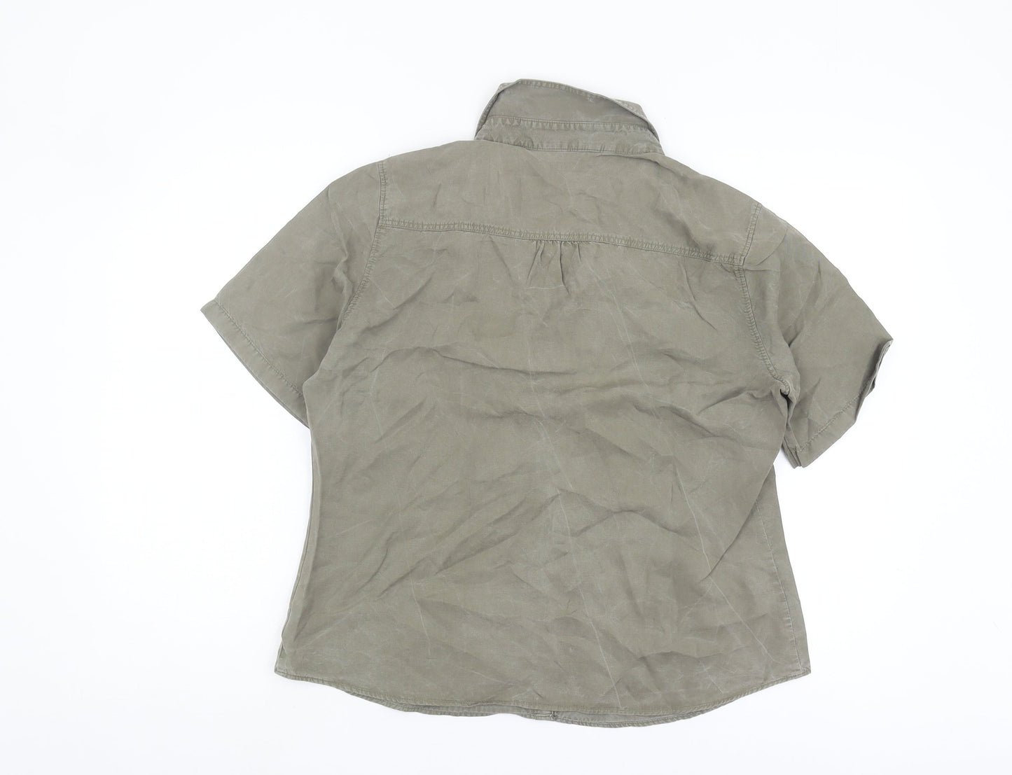 Marks and Spencer Women's Green Button-Up Shirt Size 16