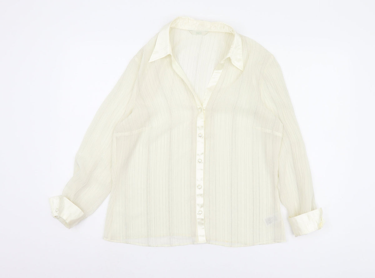 Marks and Spencer Women Beige Button-Up Shirt Size 14