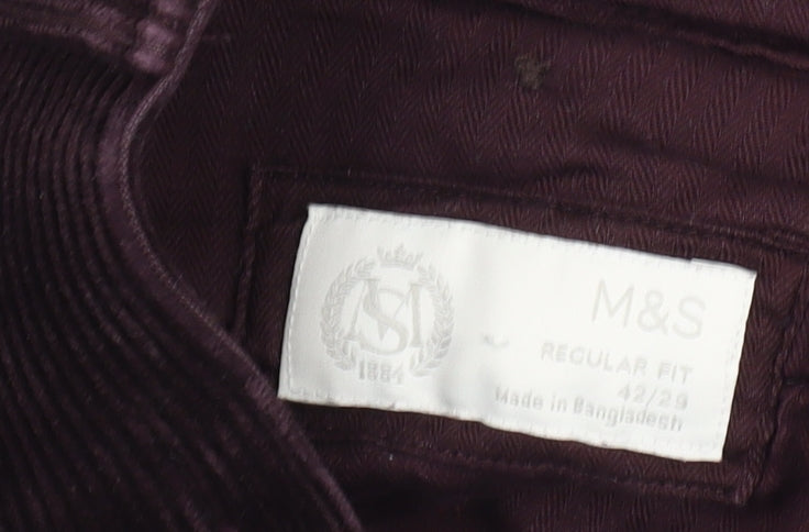 Marks and Spencer Men's Purple Corduroy Trousers 42