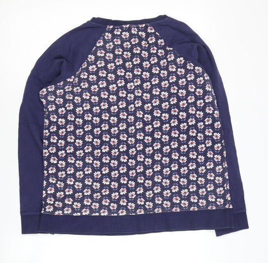 Cath Kidston Women's Blue Floral Pullover Sweatshirt M