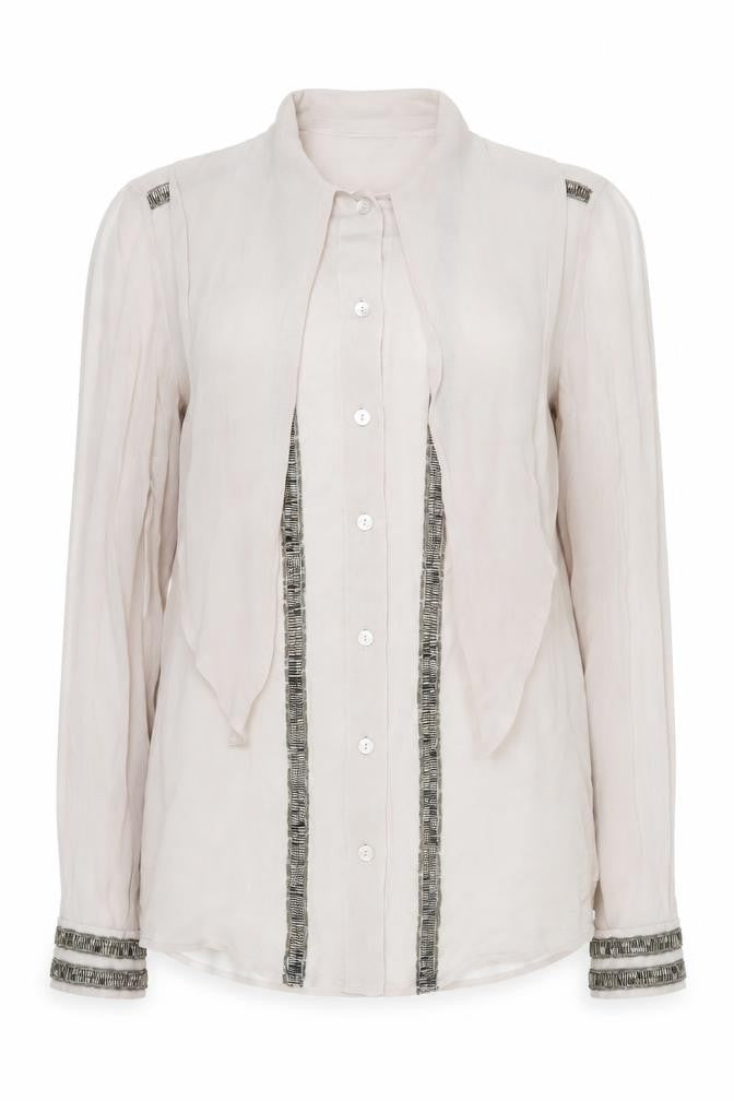 Womens UK Size 8 French Connection Beige Silk Blouse