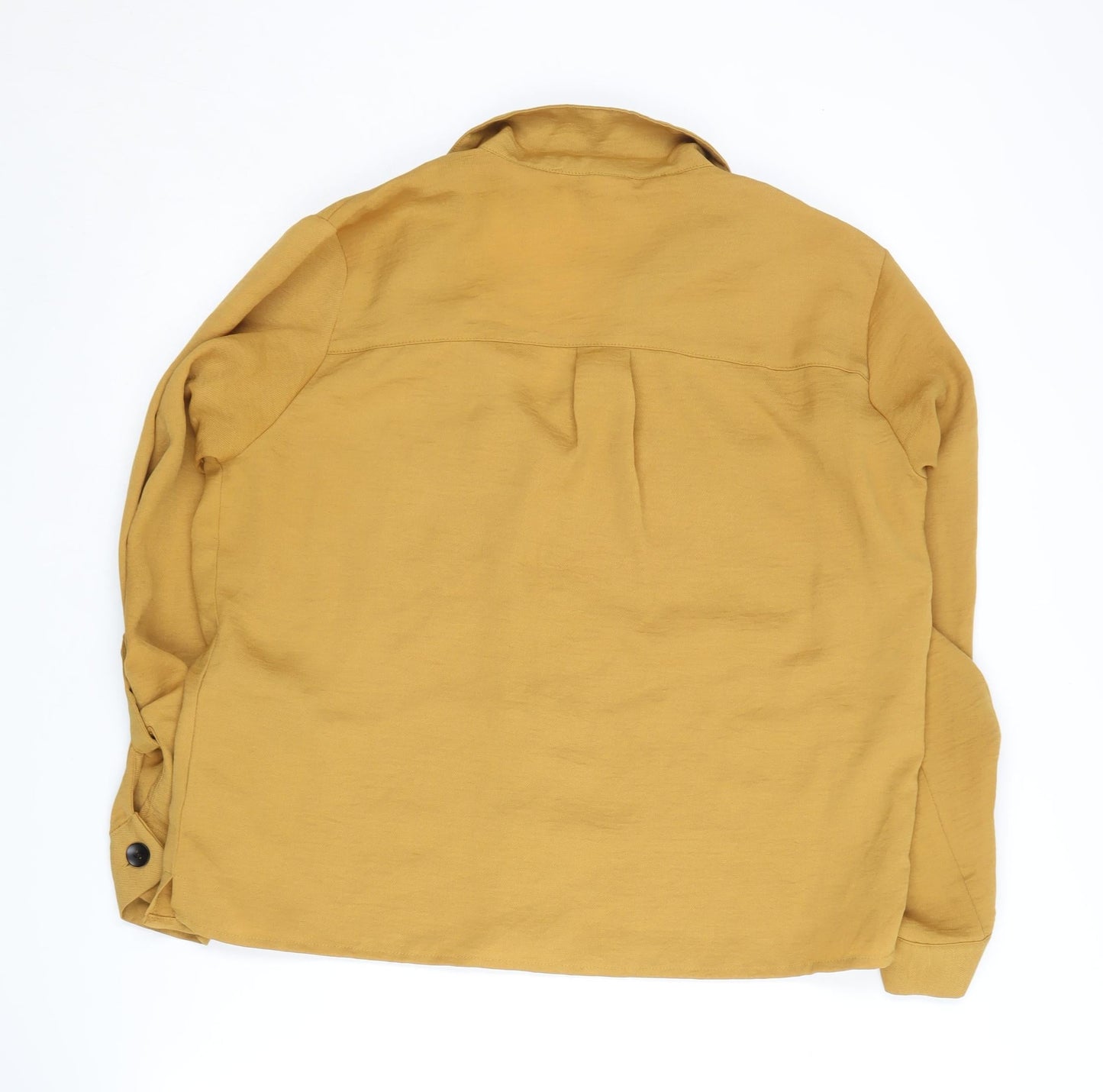 STUDIO Women's Yellow Button-Up Shirt, Size 10