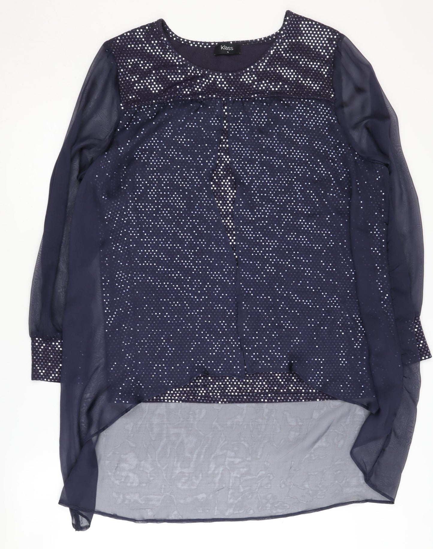 Klass Women's Blue Sequin Tunic Blouse Size 18