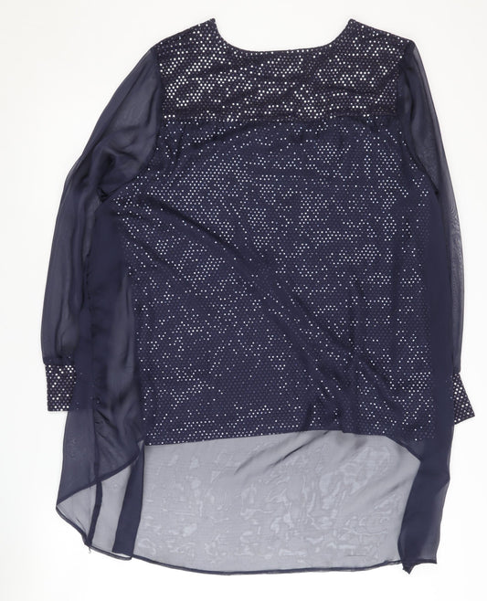 Klass Women's Blue Sequin Tunic Blouse Size 18
